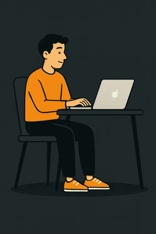 Junger Mann am Laptop arbeiten Grafische Darstellung