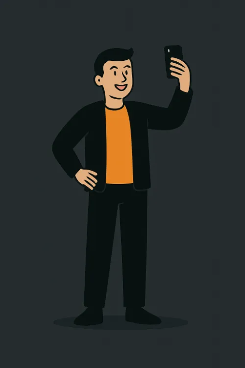 Junger Mann mit Smartphone-Selfie Grafische Darstellung