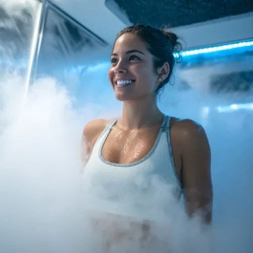 Frau in einer Kältekammer