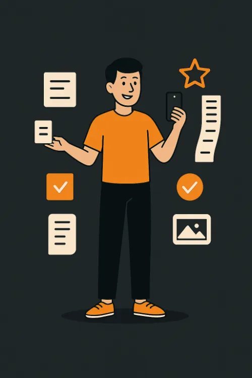 Selbstbewusster Mann mit Dokumenten Grafische Darstellung