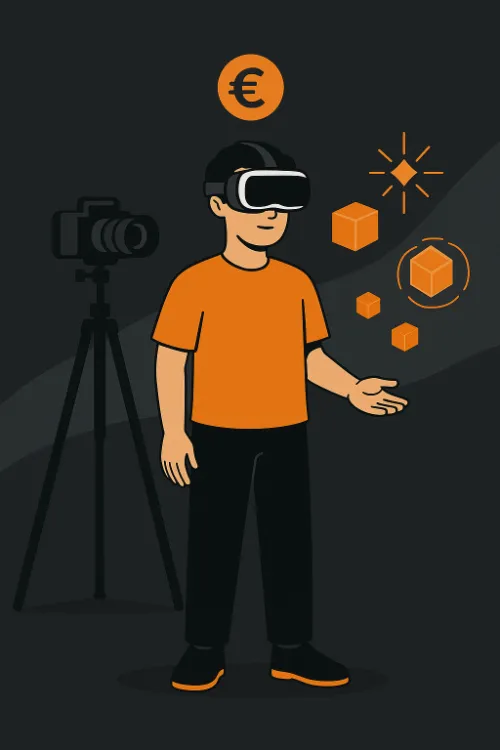 Grafische Darstellung, Mann mit VR-Brille